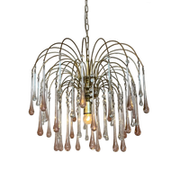 Xl Vintage Roze Murano Kristallen Kroonluchter Hanglamp