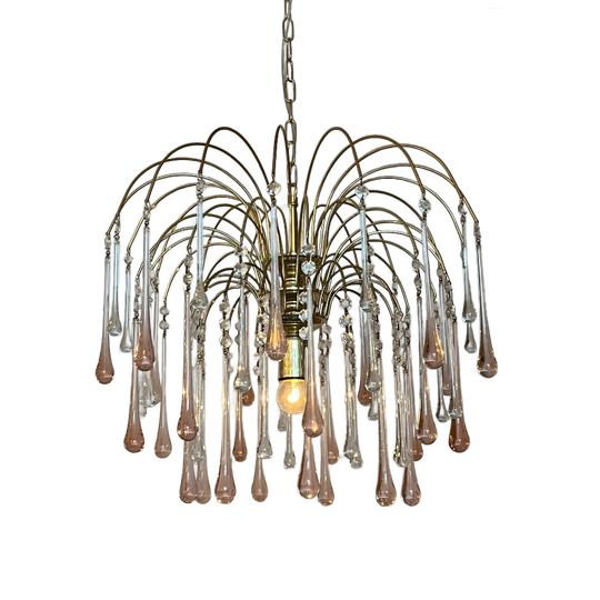 Xl Vintage Roze Murano Kristallen Kroonluchter Hanglamp 1