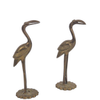 Set 2 Vintage Messing Flamingo Kraanvogel '70 Regency Goud thumbnail 1