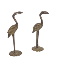 Set 2 Vintage Messing Flamingo Kraanvogel '70 Regency Goud
