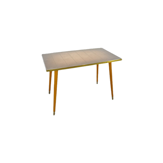 Koffie Tafel Hout Met Glazen Blad, Vintage Salontafel 1