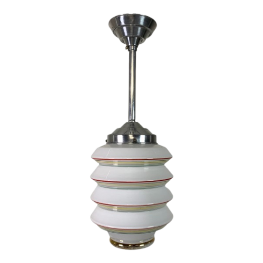 Vintage Hanglamp Met Glazen Kap Model Lampion, Jaren 50 1
