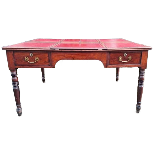 Antiek Dubbelzijdig Schrijftafel, Partner Bureau, Bureau Me 1