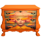 Oranje Buikkast Xxl “vrouw+goudvis”, Eclectisch thumbnail 1