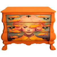 Oranje Buikkast Xxl “vrouw+goudvis”, Eclectisch