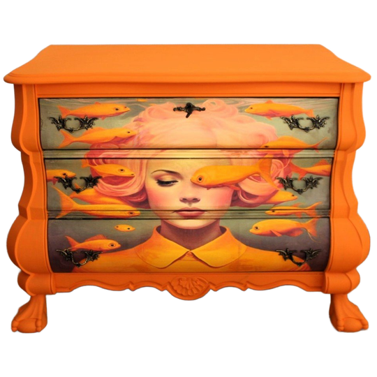 Oranje Buikkast Xxl “vrouw+goudvis”, Eclectisch 1