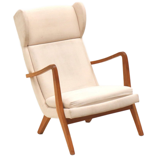 Deens Design Vintage Fauteuil Met Crème Bekleding Uit De Jaren ’70 1