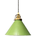 Hoekig Groen Emaille Hanglampje Met Messing Armatuur thumbnail 1