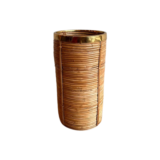 Rotan Messing Paraplubak Mand Gabriella Crespi Vintage 1