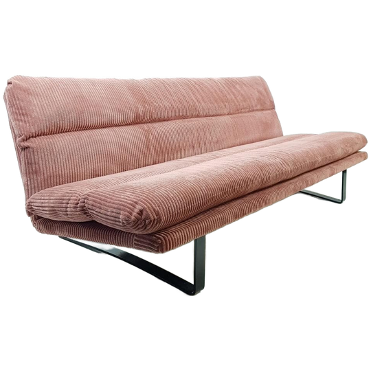 Vintage Artifort Bank Kho Liang Le Roze Rib Nieuwe Kussens 1