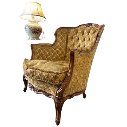 Vintage Goudgele Barok Fauteuil / Éénzit / Zetel 1