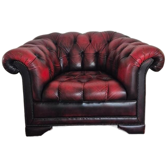 Chesterfield Fauteuil Ossenbloed Rood Oxblood Vintage 1