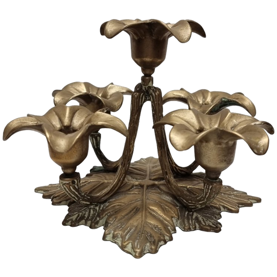 Mid Century 5-armige Messing Bloemkandelaar 1