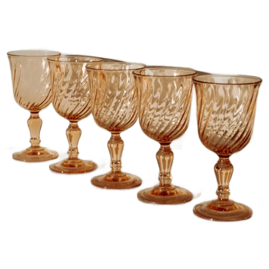 5x Vintage Rosaline Pink Swirl Wijnglazen 1