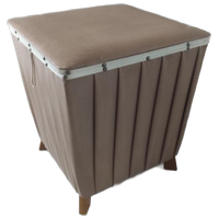Vintage Poef Vierkant Beige Geplooid Skaileer