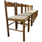 Set (7) Vintage Eetkamerstoelen Hout, Geruit | Scandinavisch thumbnail 1