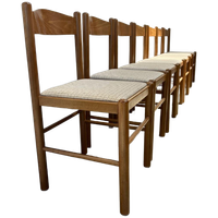 Set (7) Vintage Eetkamerstoelen Hout, Geruit | Scandinavisch