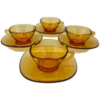 Set Nestle Kop En Schotel Amber Glas 8 Delig