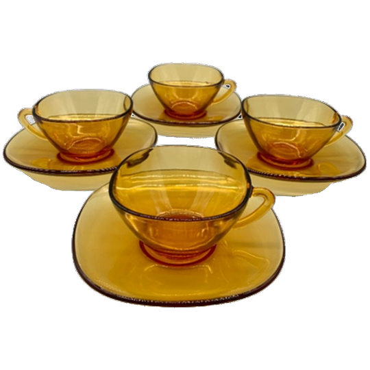 Set Nestle Kop En Schotel Amber Glas 8 Delig 1