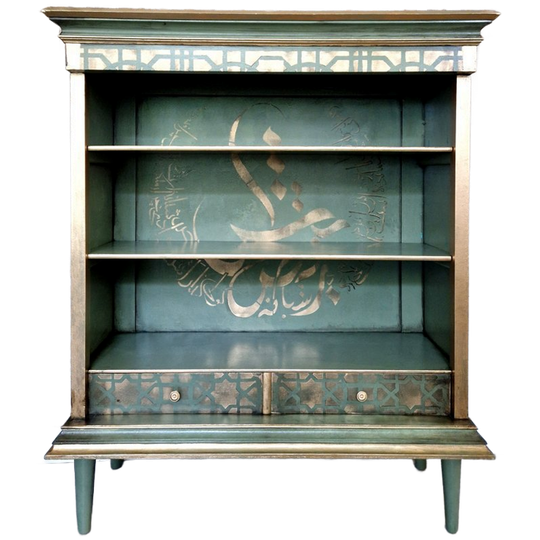 Vintage Look Kast In Groen En Goud 1