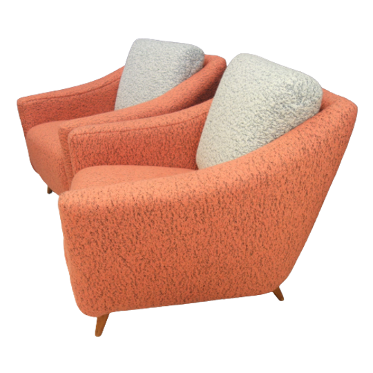 Set Of Pink And Grey Club Chairs 1960s 1
