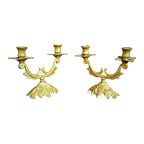 Paar Neobarokke Tweearmige Kandelabers In Verguld Brons thumbnail 1