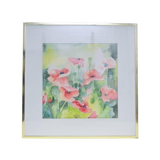 Gouden Lijst Aquarel Klaprozen 1