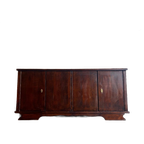 Vintage Dressoir / Retro Lange Extra Diepe Kast Donker Hout thumbnail 1