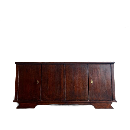 Vintage Dressoir / Retro Lange Extra Diepe Kast Donker Hout 1