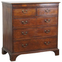 Prachtige, Grote Engelse Antieke Eikenhouten Ladekast/ Commode Met 5 Lades Uit De 18E Eeuw