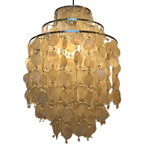 Vintage Xxl Capiz Hanglamp Design Parelmoer Opaline Schelp