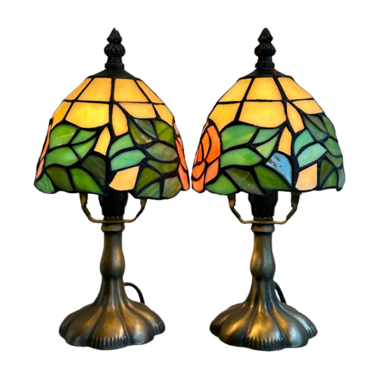 2 Beschikbaar Vintage Glas In Lood Tafellampen Schemerlampen 1