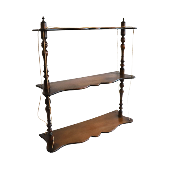 Vintage Étagère Donker Hout, Frankrijk Jaren '60 1