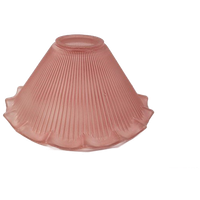 Vintage Glazen Lampenkap Ribbels Roze