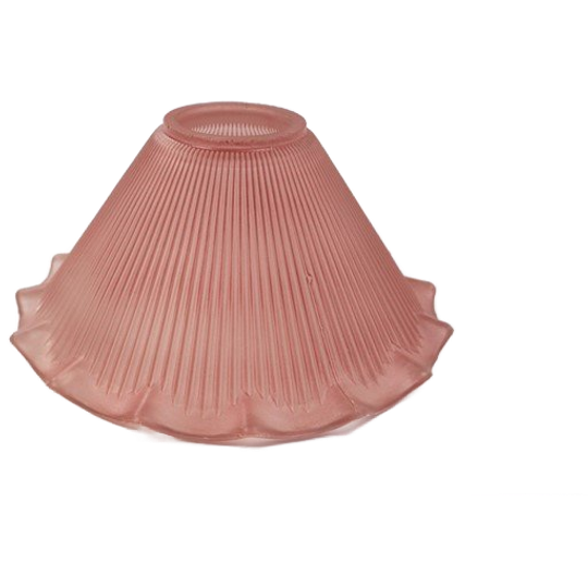 Vintage Glazen Lampenkap Ribbels Roze 1