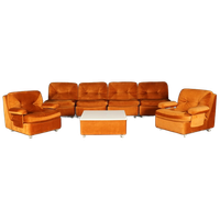 Midcentury Modulaire Zithoek/zitgroep – Velours Oranje – Jaren 70