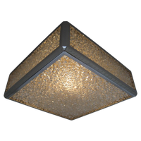 Vintage Plafondlamp, Plafonnière Met Kunststof Platen In Verchroomde Profielen 46 X 46 Cm, Jaren