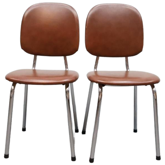 Vintage Buisframe Stoelen | Set Van 2 | Bruin Skai 1