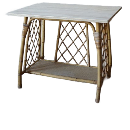 Vintage Rotan-bamboe Tafeltje-bureau 1