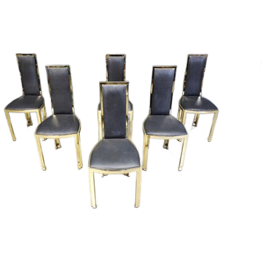 Vintage French Brass Dining Chairs, Set Of 6 - 1970s 1