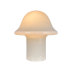 Large Fully White Glass Peill And Putzler Mushroom Table Lamp Xl 1970 thumbnail 1