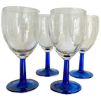 4x Vintage Luminarc Wijnglazen Donkerblauwe Steel thumbnail 1