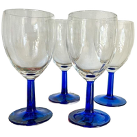 4x Vintage Luminarc Wijnglazen Donkerblauwe Steel