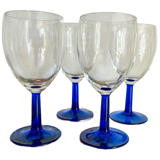 4x Vintage Luminarc Wijnglazen Donkerblauwe Steel 1