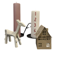 Ib Laursen Set Kaarsen, Kerstezel En Huisje