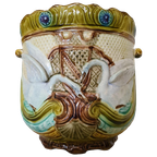 Frans Art Nouveau Majolica Bloempot Zwanen Begin 20E Eeuw thumbnail 1