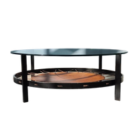 Vintage Nederlands Design Salontafel Glas Leer Metaal