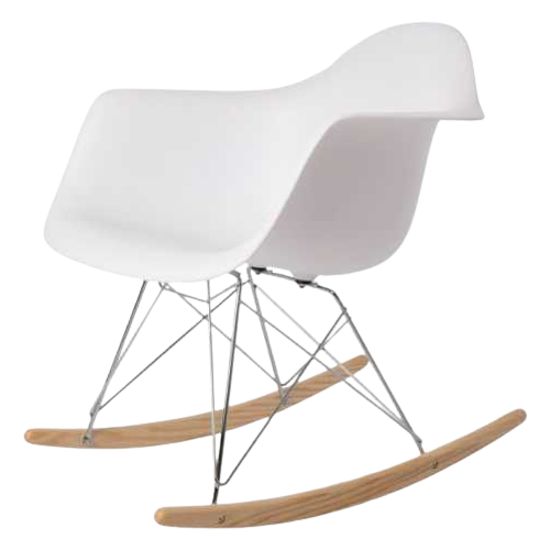 Replica Van Eames Schommelstoel Rar Met Chrome Onderstel.