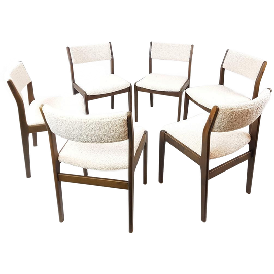 6 Vintage Deense Stoelen Teddy Stof | Farstrub Stoelen 1