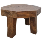 Massief Eiken Vintage Brutalist Achthoekige Tafel thumbnail 1